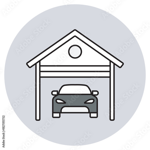 Garage Icon, Vehicle Garage, Car Parking Space, Auto Workshop, Storage Garage, ilustration, vector
