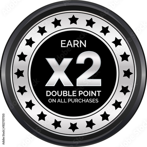 Double Points Promotion Loyalty Badge – Premium Emblem for Customer Rewards, Incentive Programs, and Marketing Campaigns