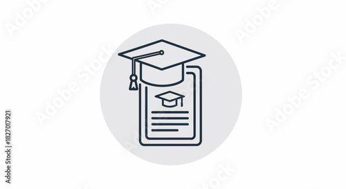 Graduation Cap and Diploma Icon Representing Education and Achievement.
