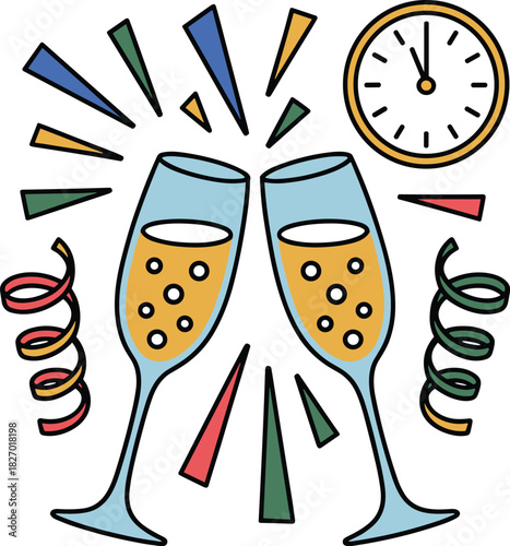 Two champagne flutes toasting 