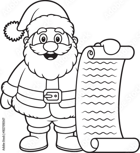 Outlined santa with list