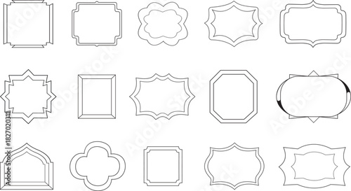 Hand-drawn style outline frame set with wavy scalloped rectangular