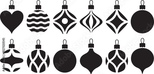 Set of different Christmas decorations isolated on white