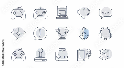 Collection of Gaming Icons Representing Various Aspects of Video Games and Digital Entertainment.