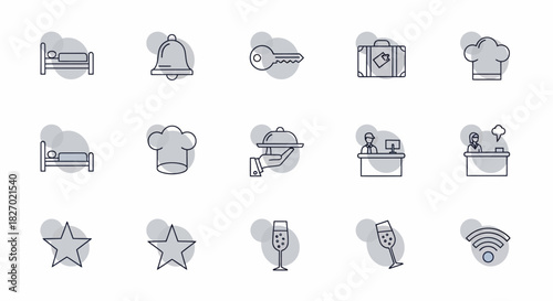 Collection of Hotel and Hospitality Icons for Service Industry.
