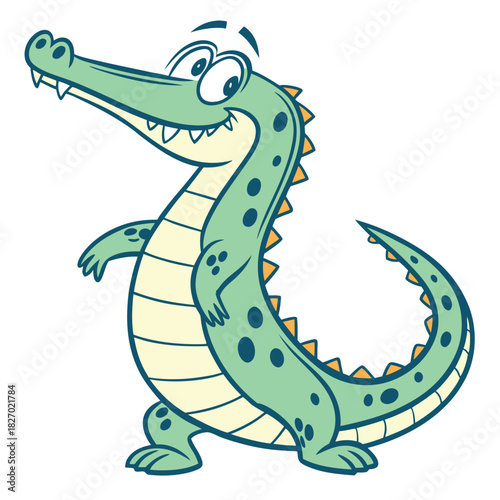 Cheerful Crocodile Cartoon Character Isolated on White Background