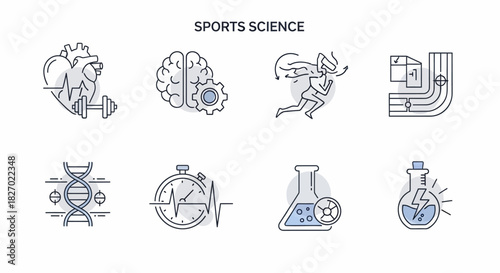 Sports Science Icons Representing Health and Performance.