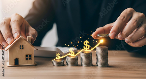 Growing Wealth Real Estate Investment Strategy with Increasing Stacks of Coins Financial Growth and Future Prosperity