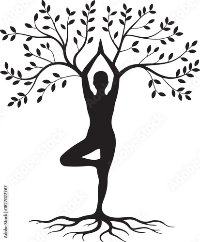 yoga tree pose silhouette