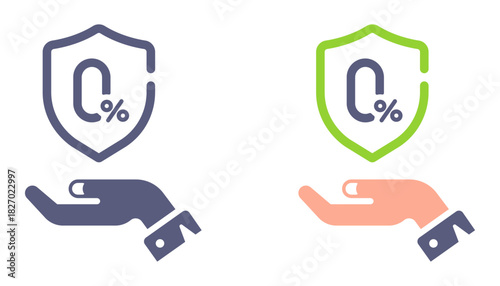 0 percent rate icon. Flat illustration.