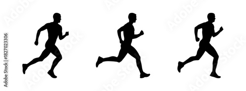 Silhouette running marathon runner athlete fitness jogger exercise workout cardio training sport race