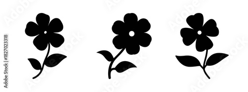 Black flower clip art floral design element vector graphic silhouette botanical illustration nature icon set