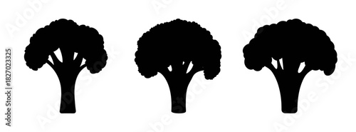 Three silhouette trees vector illustration for nature landscape and forest design element isolated art