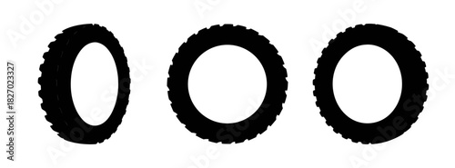 Black tire tread pattern illustration for automotive and motorcycle rubber wheel design concept