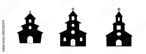 Church silhouette vector illustration of religious building for worship and faith concept design