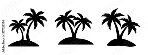 Palm tree silhouette vector illustration tropical island vacation summer design graphic template isolated on white