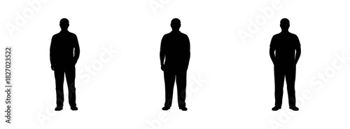 Three black silhouette of standing people vector illustration design template graphic art image