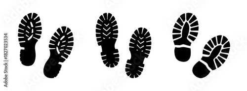 Footprint trail illustration vector, shoe prints, walking track, footwear marks, path design