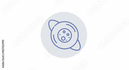 Stylized Icon of a Planet with Rings and Moons.