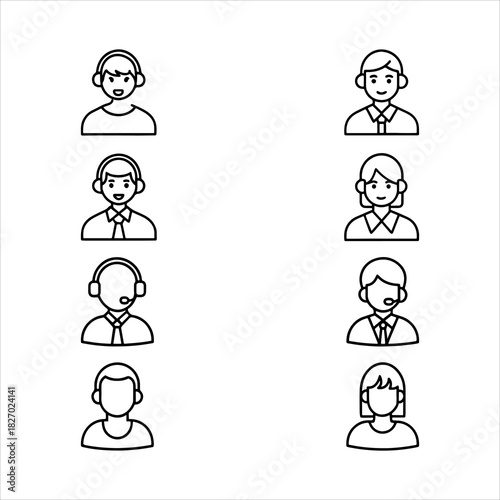 A Professional Global Customer Service Icon Symbol, Showcasing Support and Connection in a Flat Design Minimalist Vector for Digital Business Communication Success.