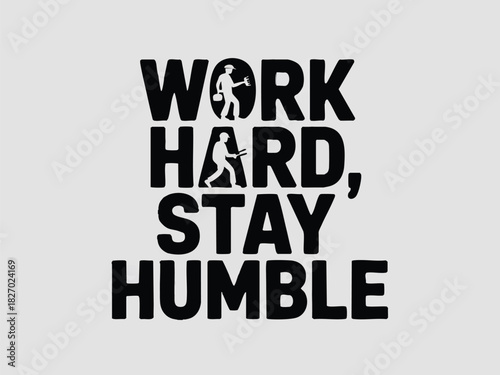 Silhouette of workman with toolkit conveys the message to work hard and remain humble