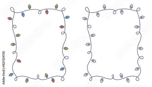 Frame of multicolored garlands. Flat illustration.
