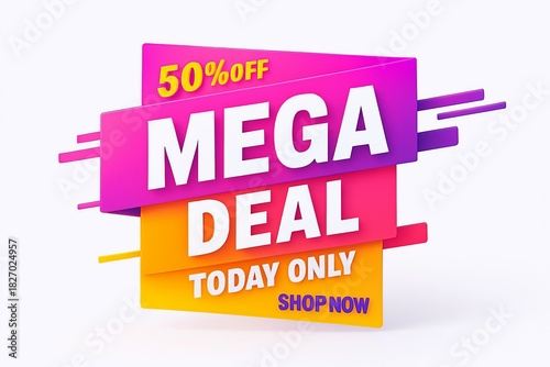 Wallpaper Mural Mega deal 50 percent off today only shop now vibrant pink and orange sale banner for retail promotions Torontodigital.ca