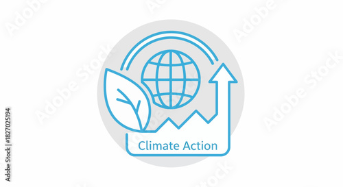 Climate Action Globe Leaf Arrow Graph Icon.