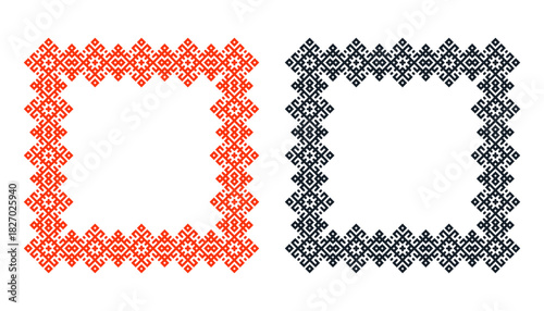 Red ornament Russian style. Flat illustration.