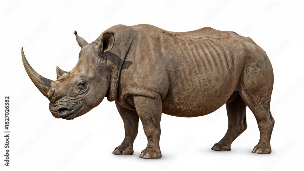 Naklejka premium A baby rhinoceros on white background