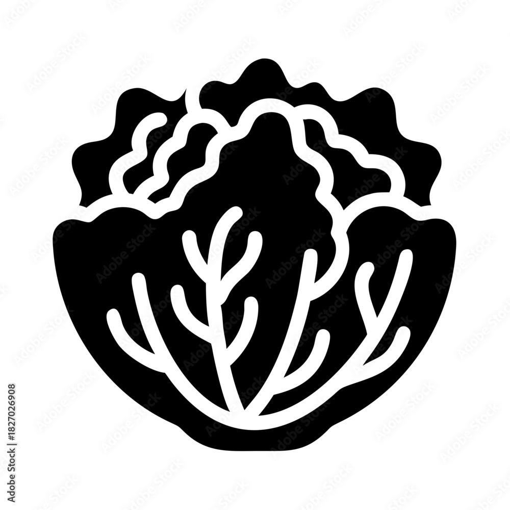 Fototapeta premium Graphic icon of a healthy green leafy vegetable like lettuce or cabbage icon