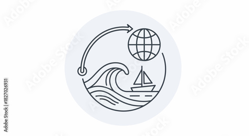 Global Travel and Ocean Voyage Icon.