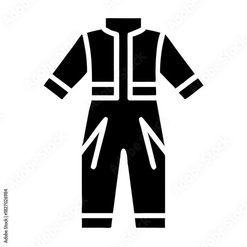 Black jumpsuit or overall clothing icon in a flat style icon