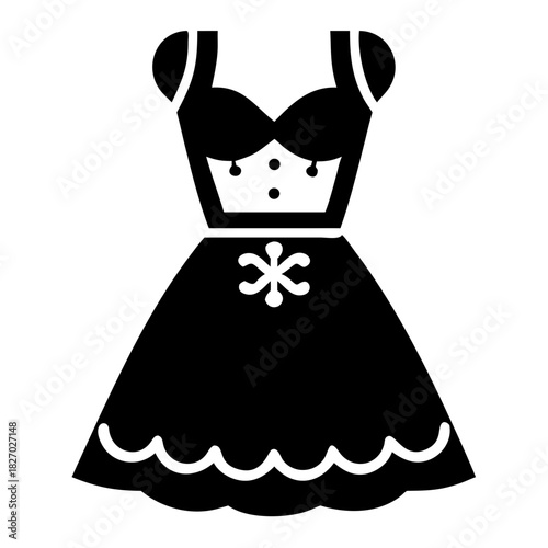 Stylized black dirndl dress icon representing bavarian culture icon