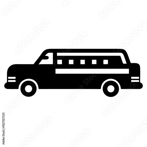 Black silhouette of a luxury limousine car icon icon