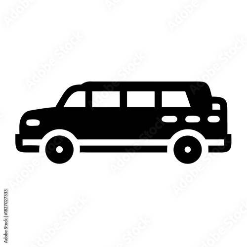 Black silhouette of a luxury limousine car vector icon icon