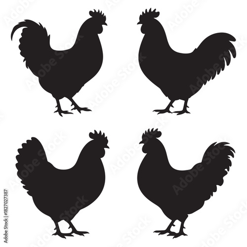 Chicken and Rooster Silhouettes – Farm Animal Vector Pack