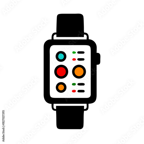Smartwatch icon with colorful app display icon