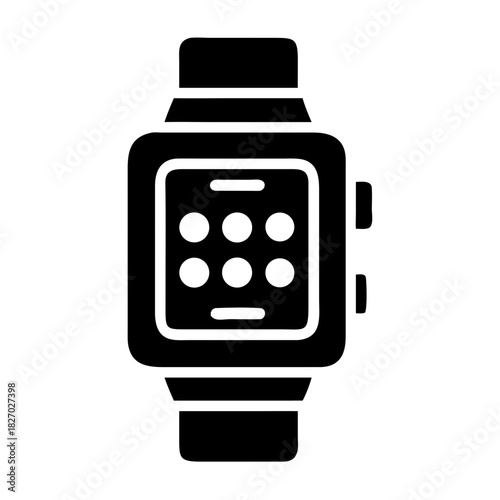 Modern smartwatch icon displaying a grid of applications on its screen icon
