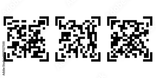 Scan qr code for fast digital scanning Isolated vector illustration code for smartphone, scan qr code set flat icon for payment and quick security scanning isolated on white background.