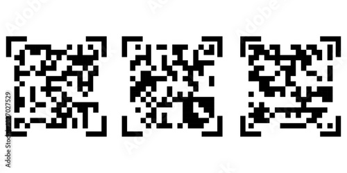 Scan qr code for fast digital scanning Isolated vector illustration code for smartphone, scan qr code set flat icon for payment and quick security scanning isolated on white background.