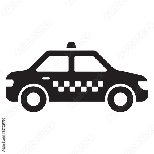 "Taxi Cab Silhouette Icon – Classic Checkered Taxi Vector"