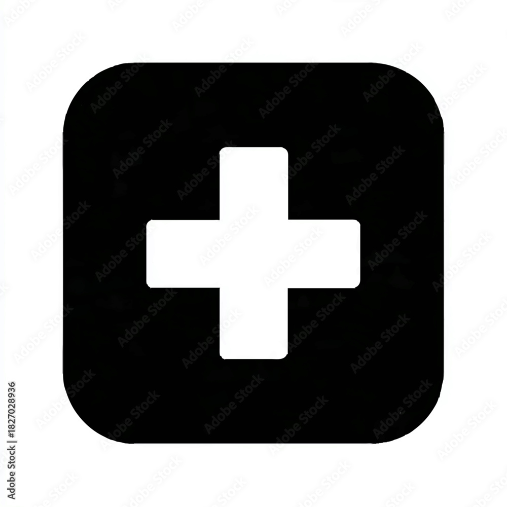 Obraz premium Plus Sign in Square Frame Symbolizes Addition