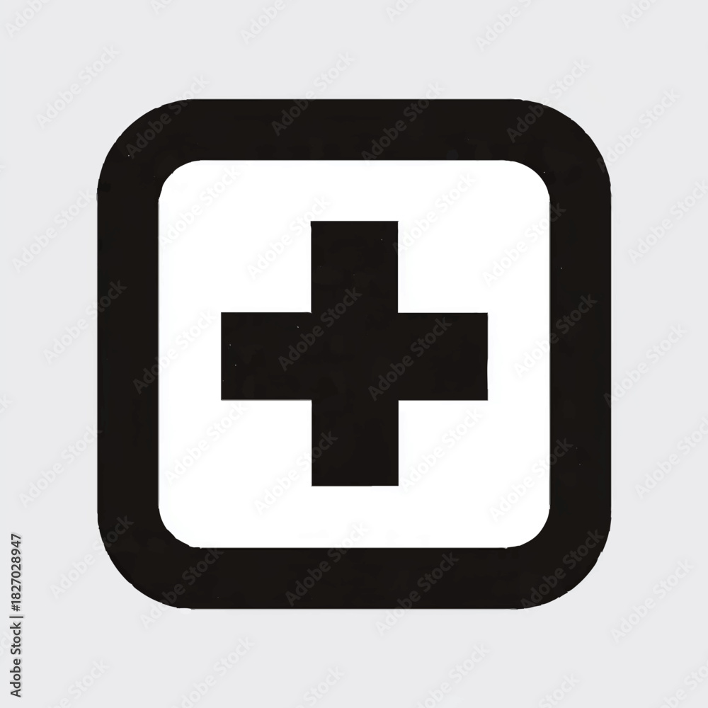 Obraz premium Plus Sign in Square Frame Symbolizes Addition