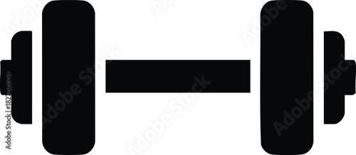 Black dumbbell silhouette representing strength fitness and exercise for health lifestyle and workout routine