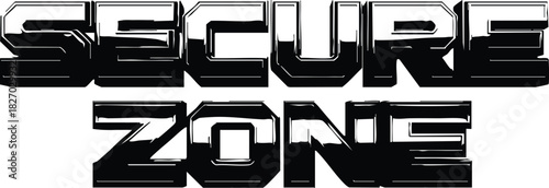 Secure Zone text in bold futuristic font with glossy finish for safety concept