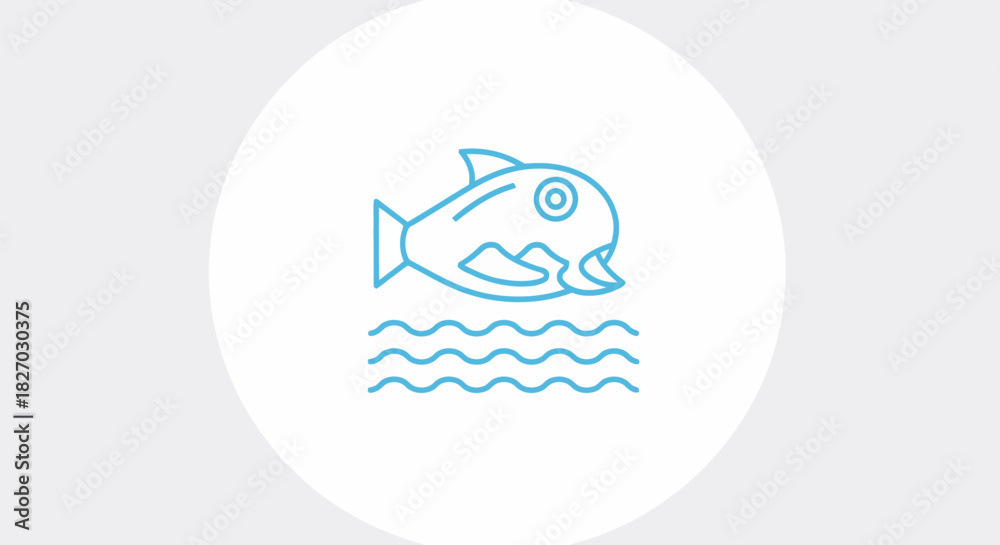 Obraz premium Stylized Fish Icon Swimming in Water.