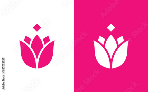 Modern minimalist flower logo icon with elegant petals and bud