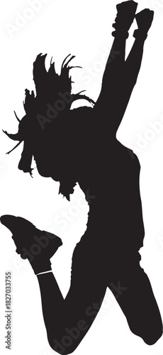 Silhouette of a Person Jumping with Joy