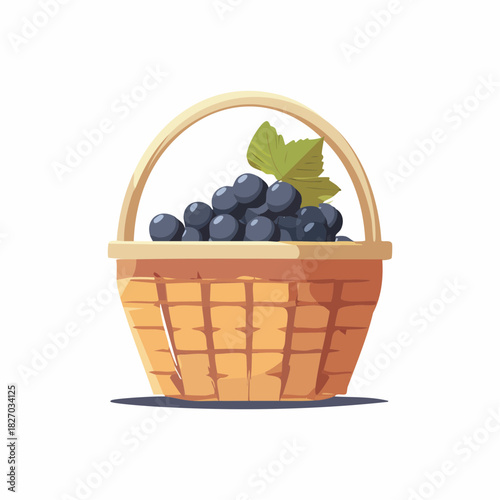 Basket of fresh black currants with a green leaf, perfect for healthy snacks and jams